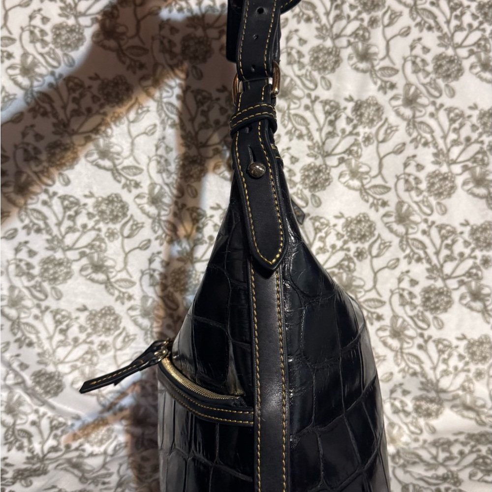 Dooney & Bourke Black Crocodile-Embossed Shoulder Bag - Picture 4 of 14